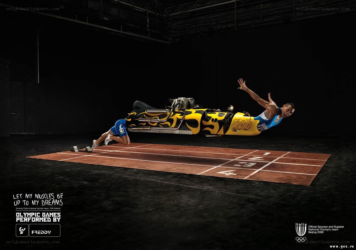 athlete on flame car
