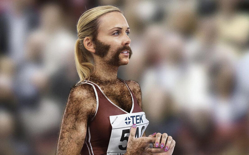 Athlete with digital hair effect