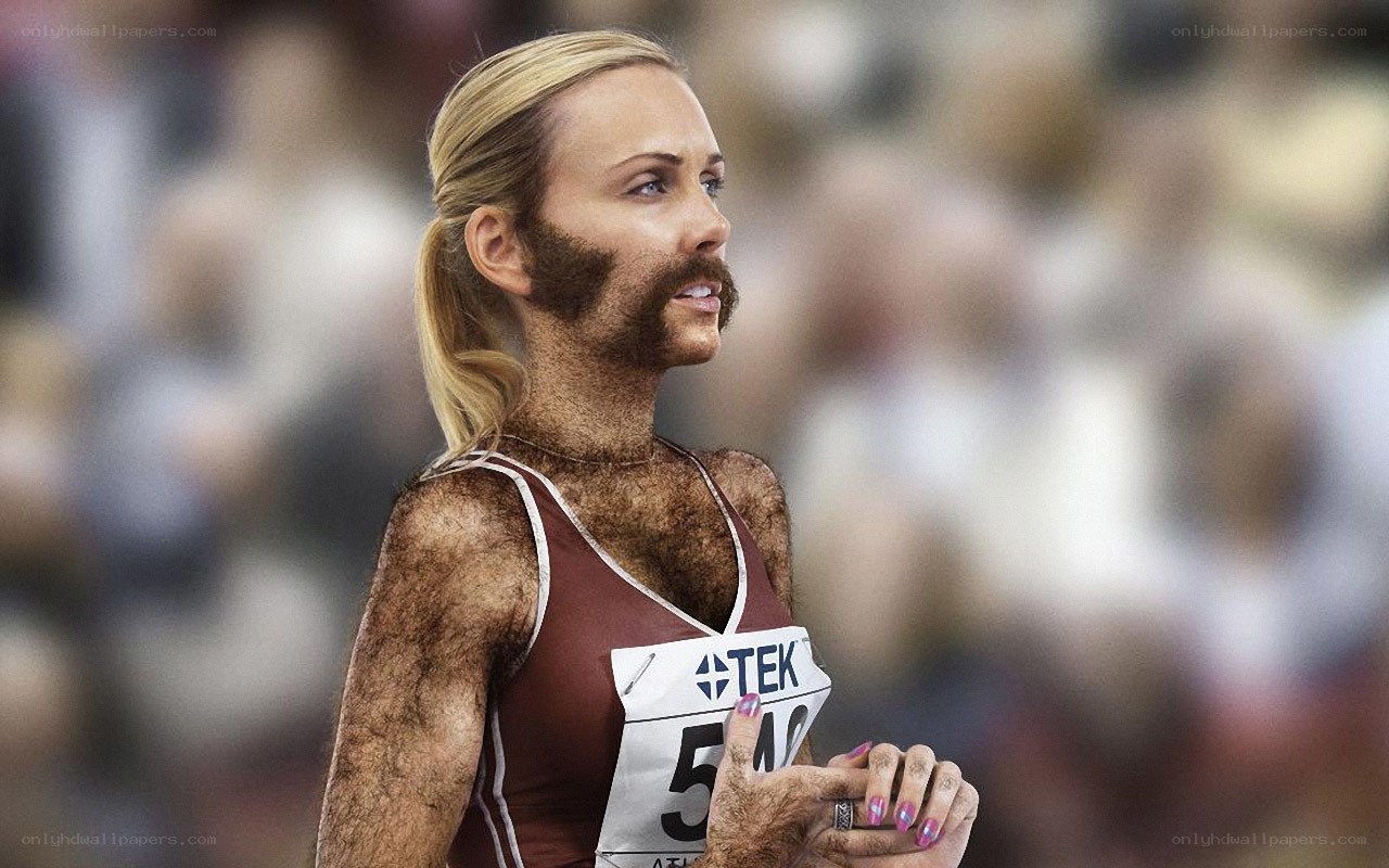 Athlete with digital hair effect