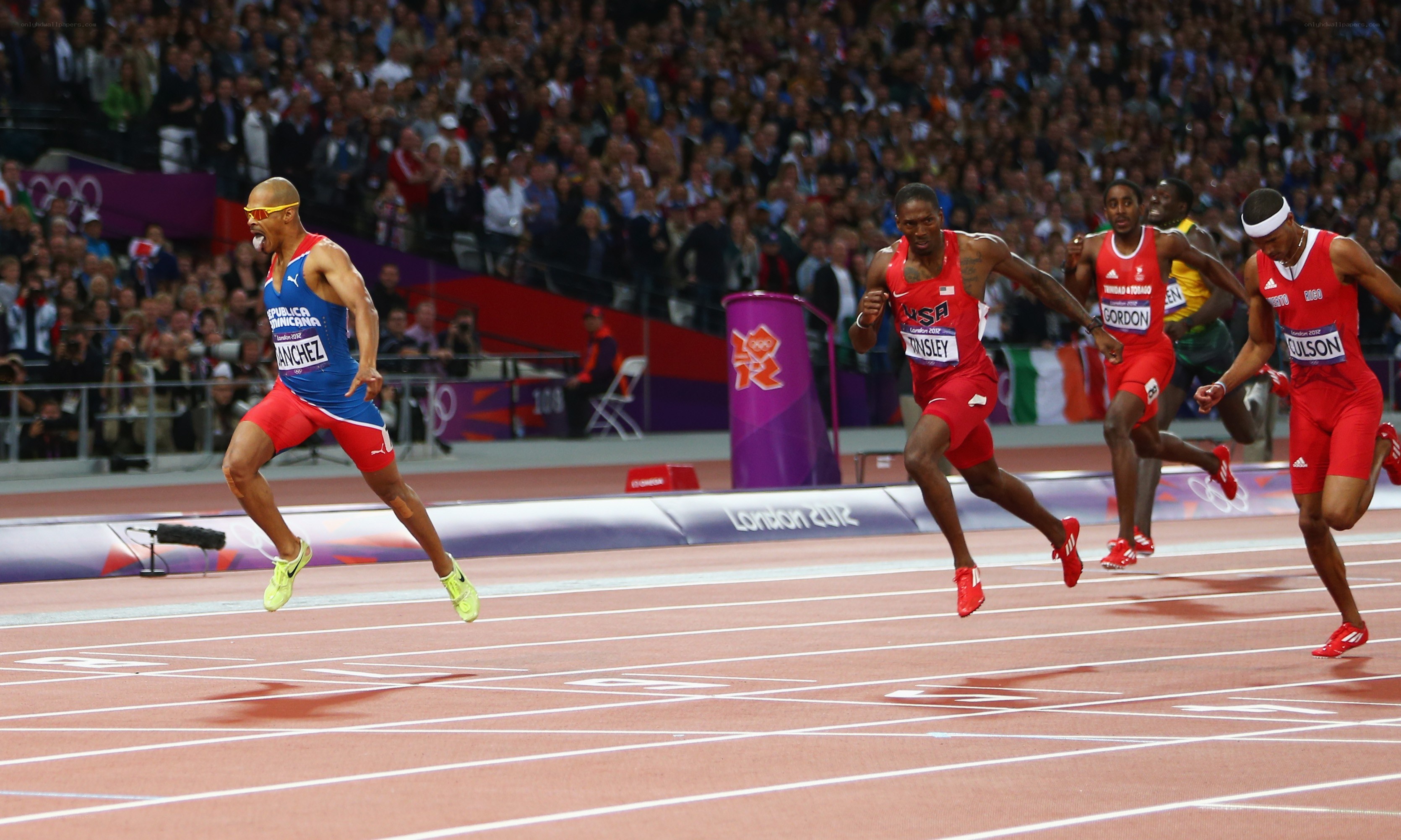 Athletes competing in a sprint