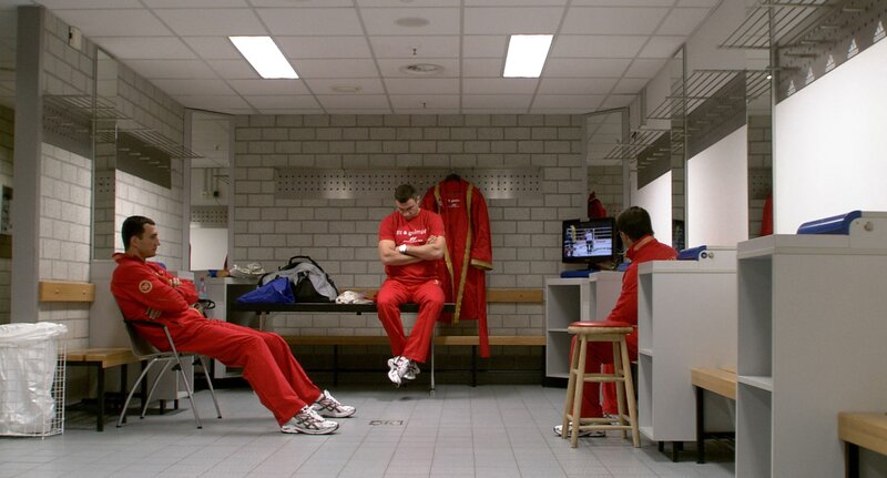 Athletes in locker room