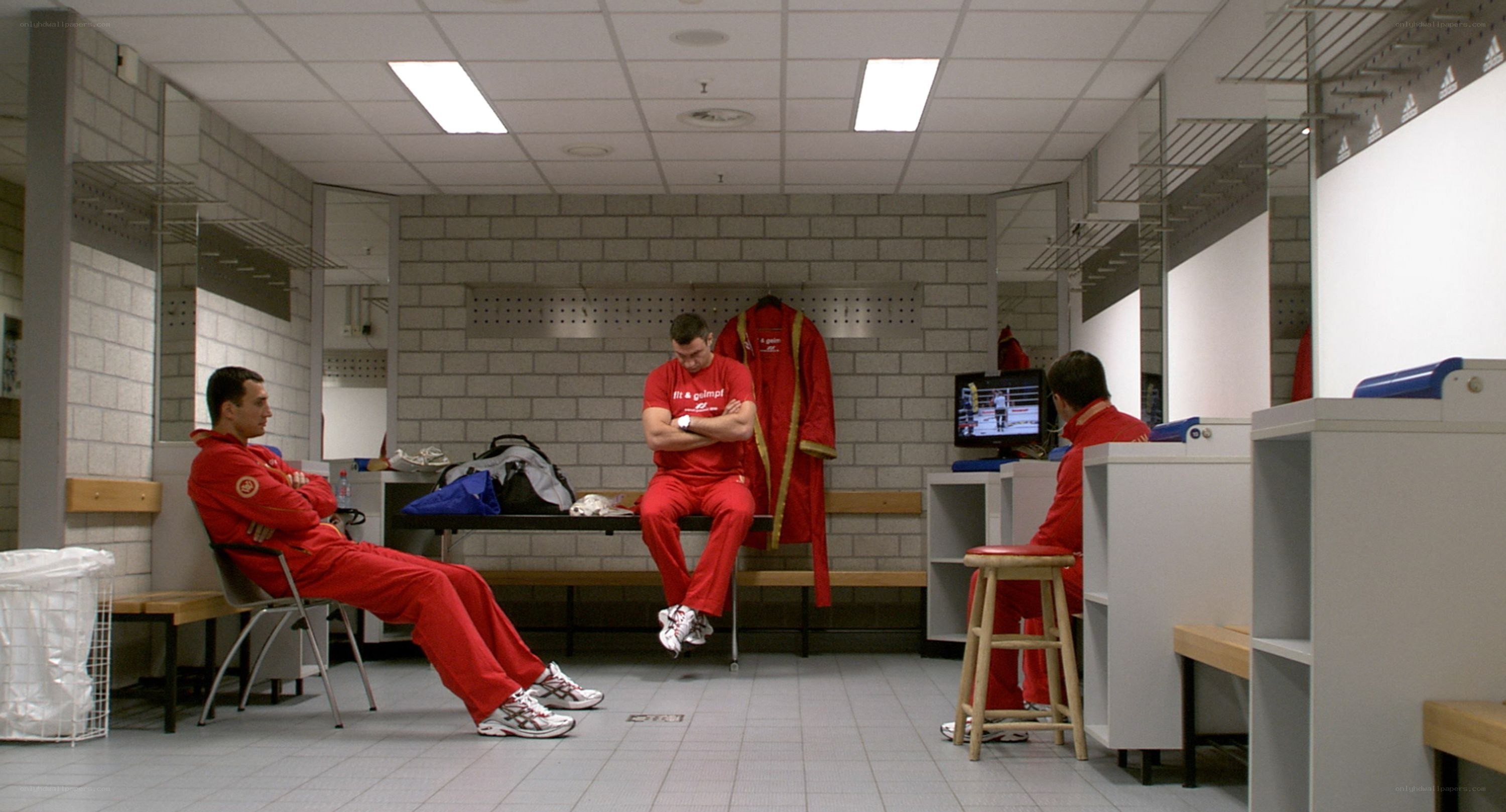 Athletes in locker room