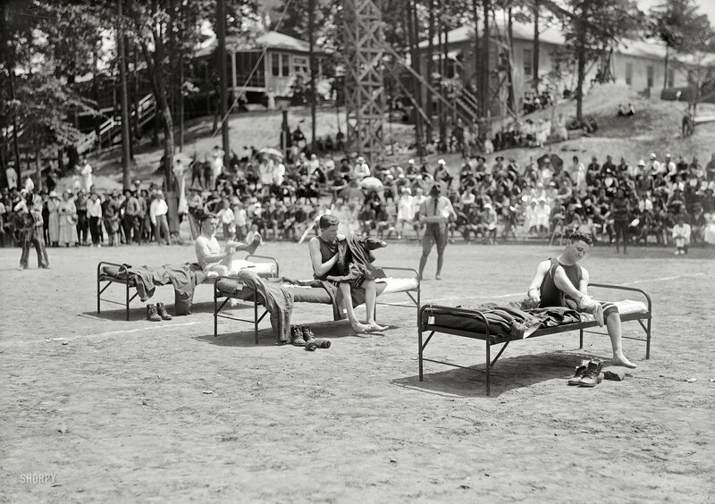 Athletes resting after event