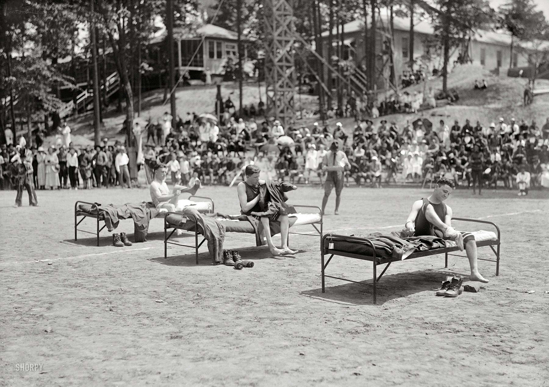Athletes resting after event