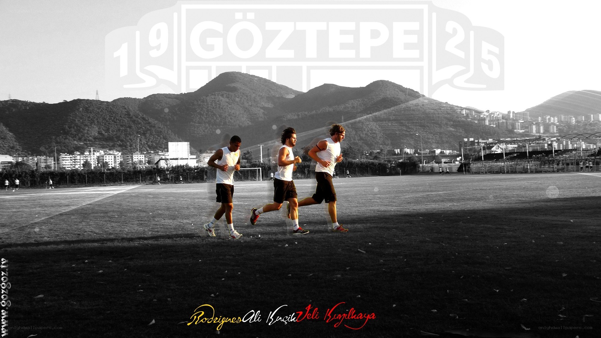 Athletes training on a field