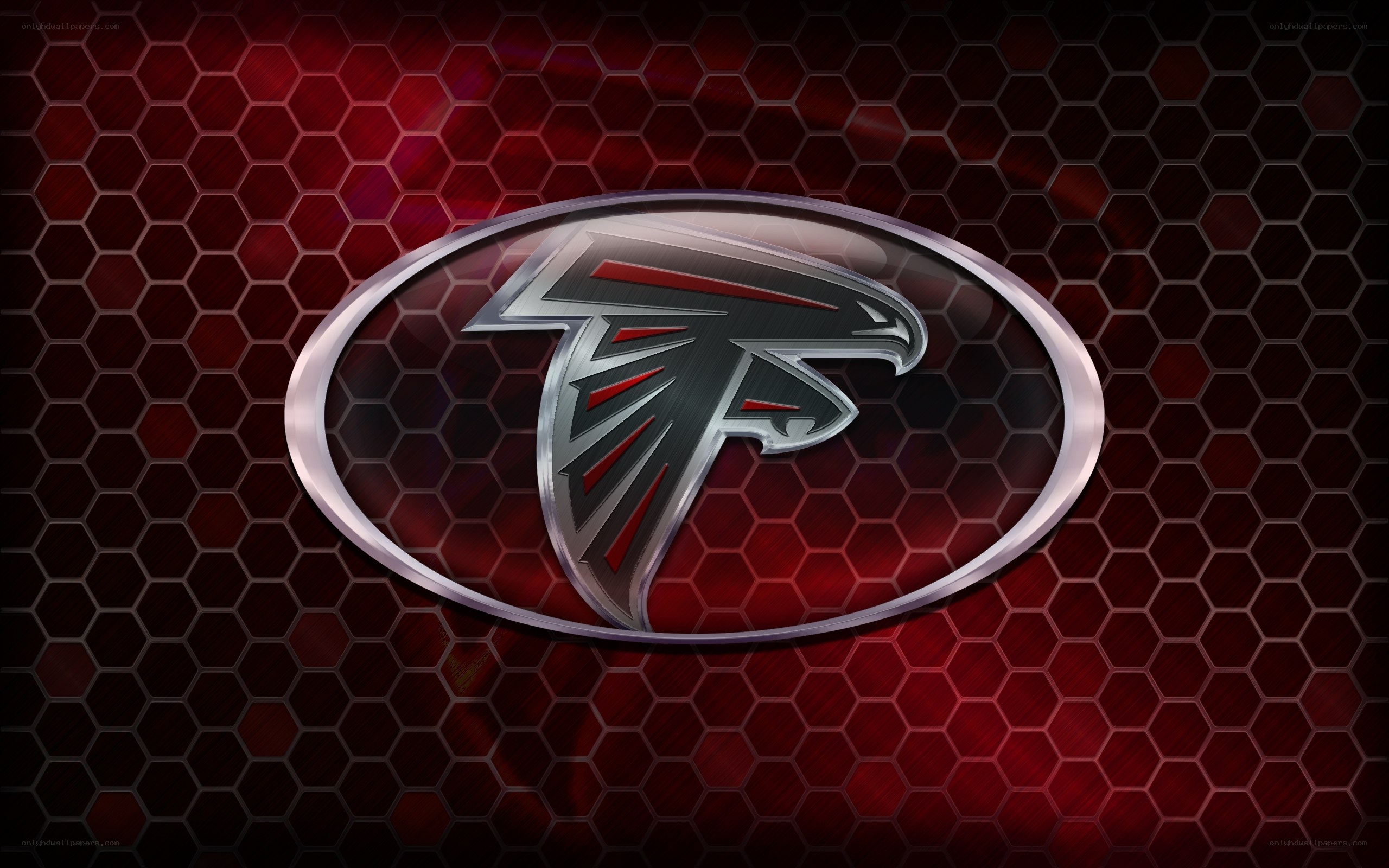 Atlanta Falcons logo on red hexagon