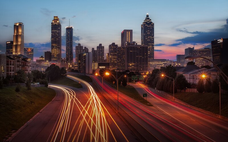 Atlanta skyline at dusk