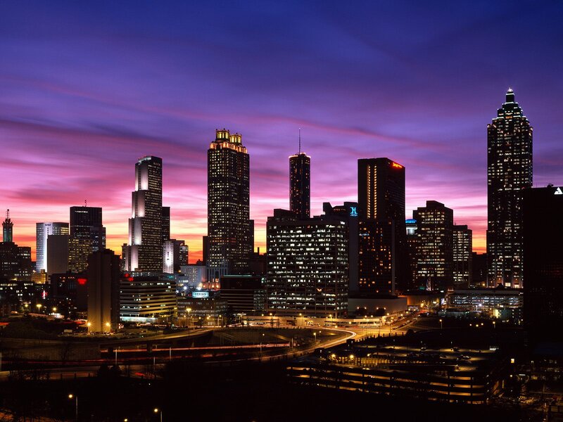 Atlanta Skyline at Dusk — Purple, Dramatic, Night