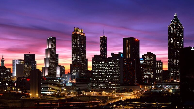 Atlanta Skyline at Dusk — Purple, Dramatic, Sunset, Photograph