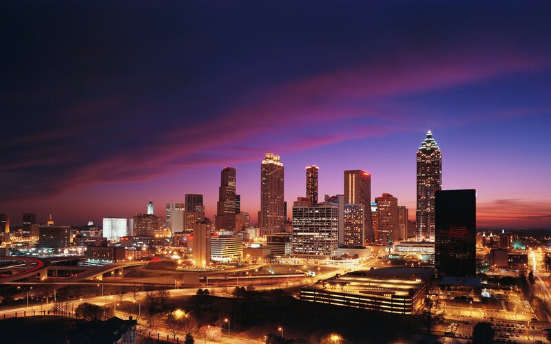Atlanta Skyline at Dusk — Purple