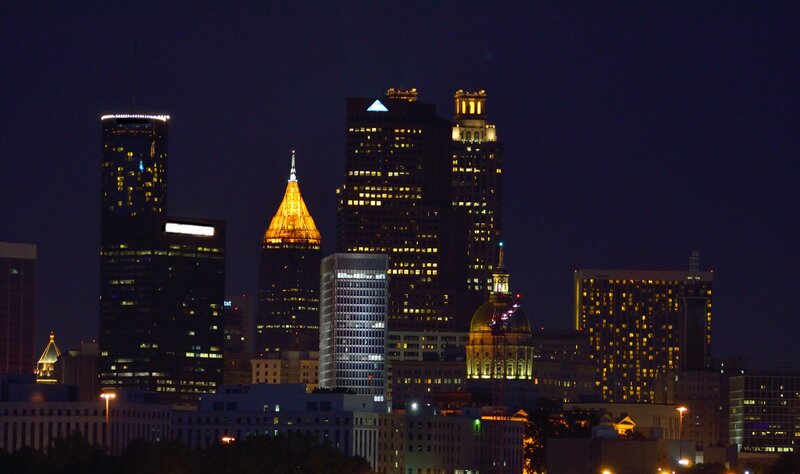 Atlanta Skyline at Night — Black, Dark