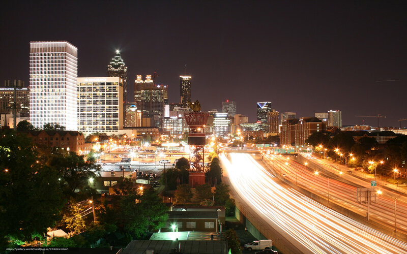 Atlanta Skyline at Night — Black, Urban, Photograph