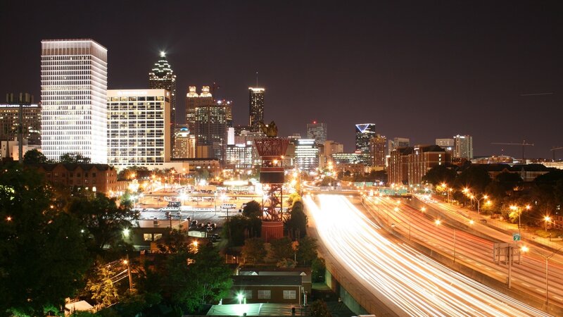 Atlanta Skyline at Night — Black, Urban