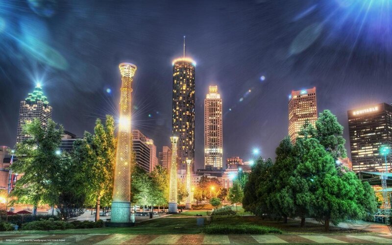 Atlanta Skyline at Night — Blue, Dramatic, Photograph