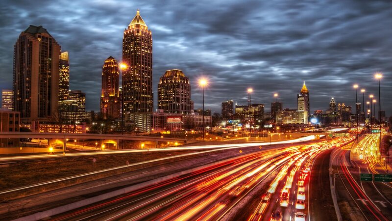Atlanta Skyline at Night — Blue, Dramatic