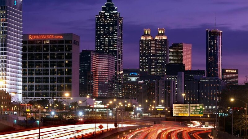 Atlanta Skyline at Night — Purple, Dramatic