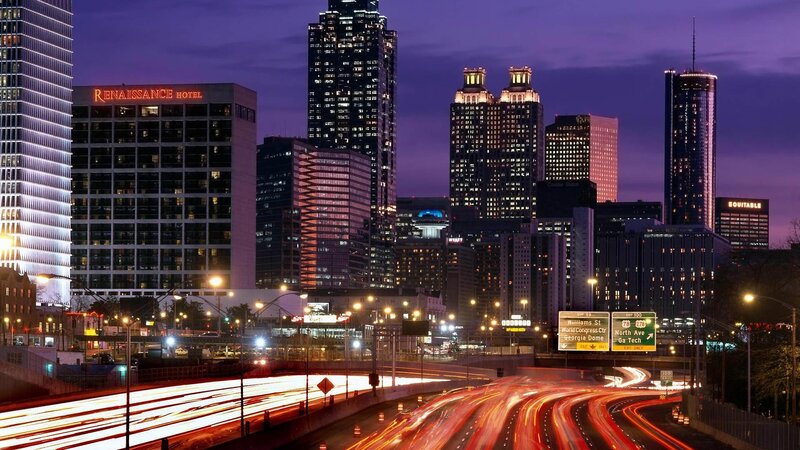 Atlanta Skyline at Night — Purple