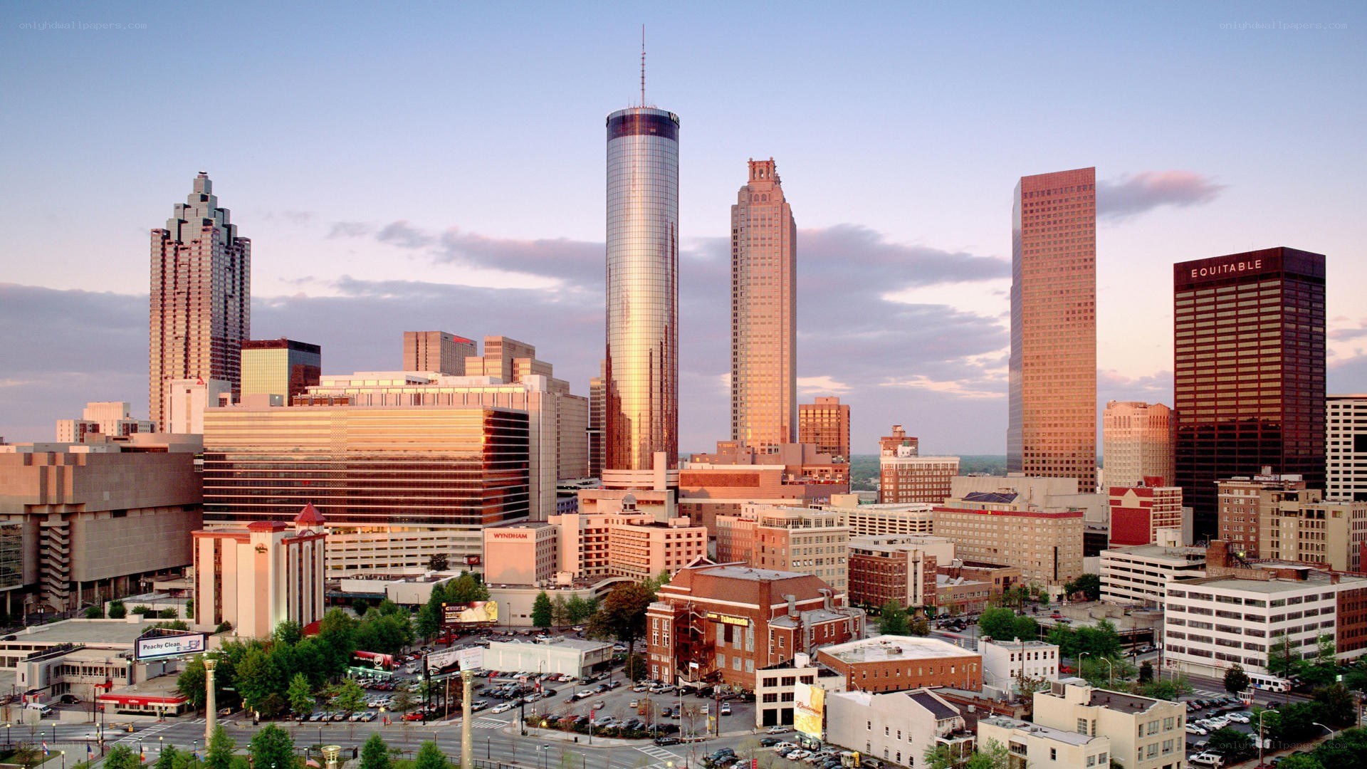 Atlanta skyline at sunset