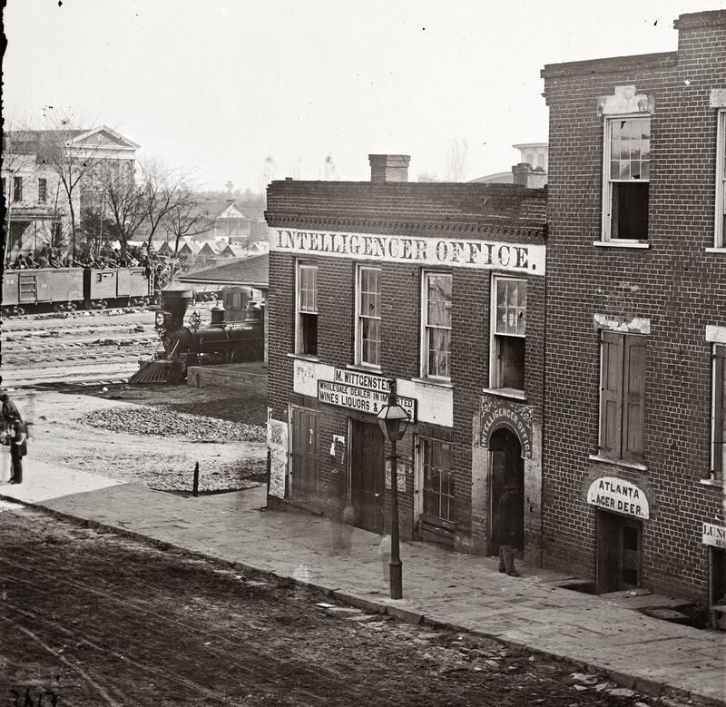 Atlanta train station in 1864