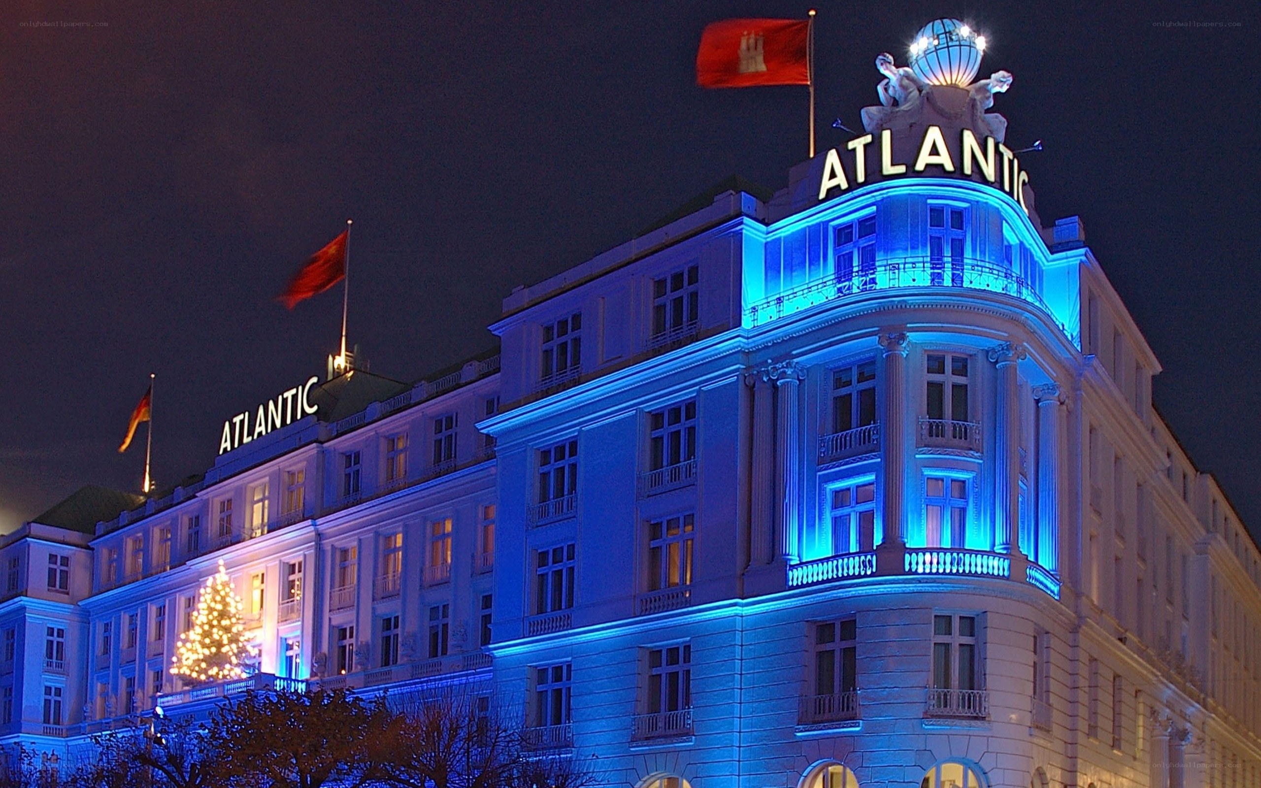 Atlantic Hotel at night