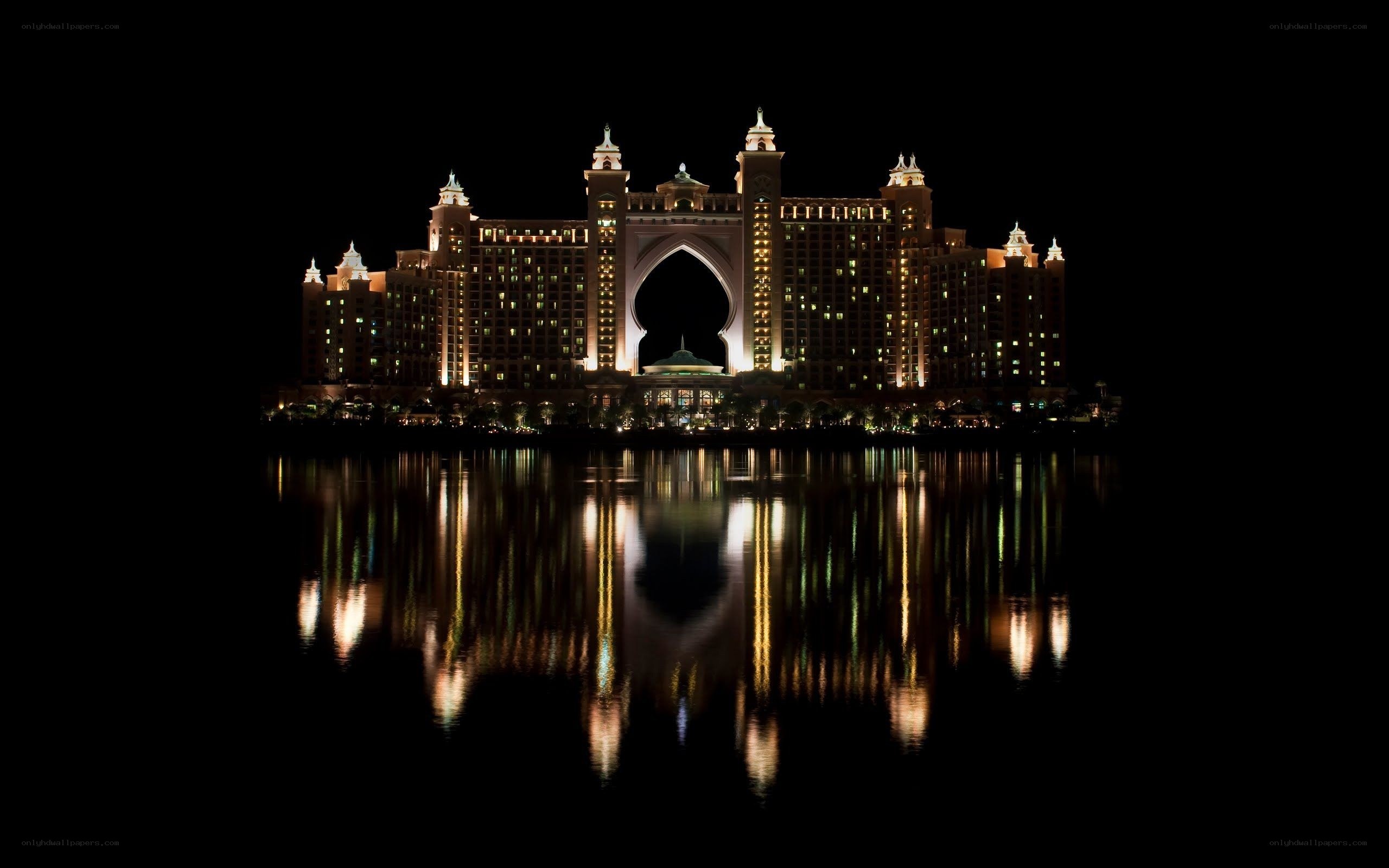 Atlantis hotel at night