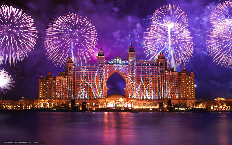 Atlantis Hotel Fireworks — Purple