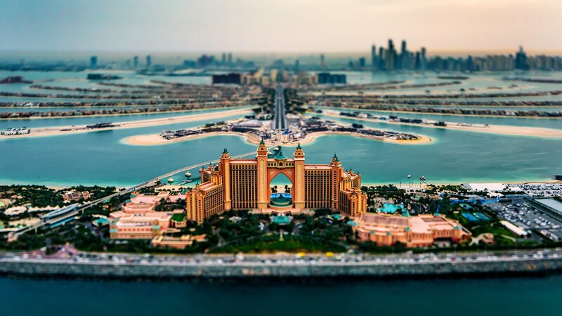 Atlantis Hotel in Dubai — Blue, Serene, Afternoon, Photograph, Island