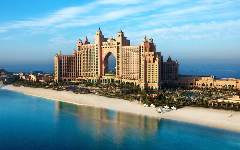Atlantis Hotel Resort — Blue, Serene, Morning, Photograph, Beach