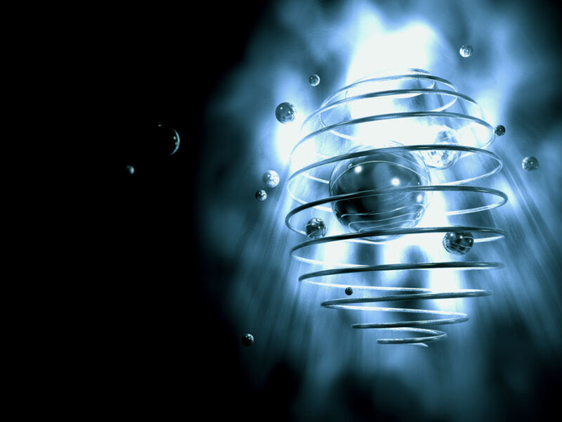 Atomic Model with Electrons — Blue