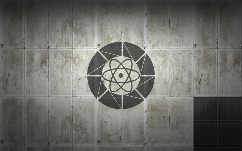 atomic symbol on concrete wall
