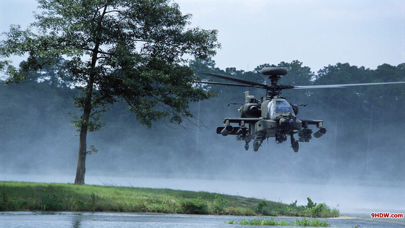 Attack Helicopter Flying — Green, Dramatic