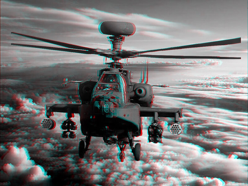 Attack Helicopter in Clouds