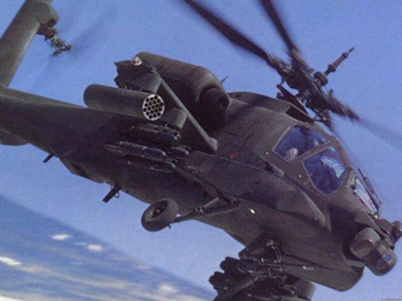 Attack Helicopter in Flight — Gray, Dynamic