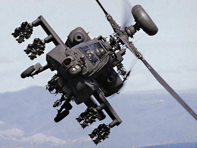 Attack Helicopter in Flight — Gray