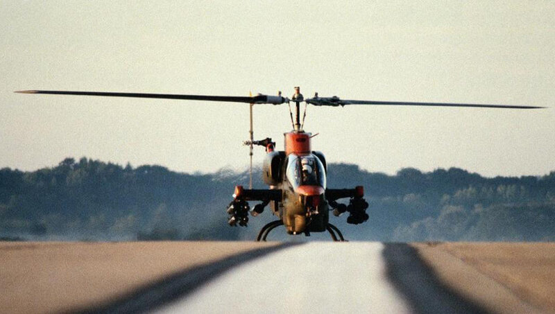 Attack Helicopter on Runway — Gray