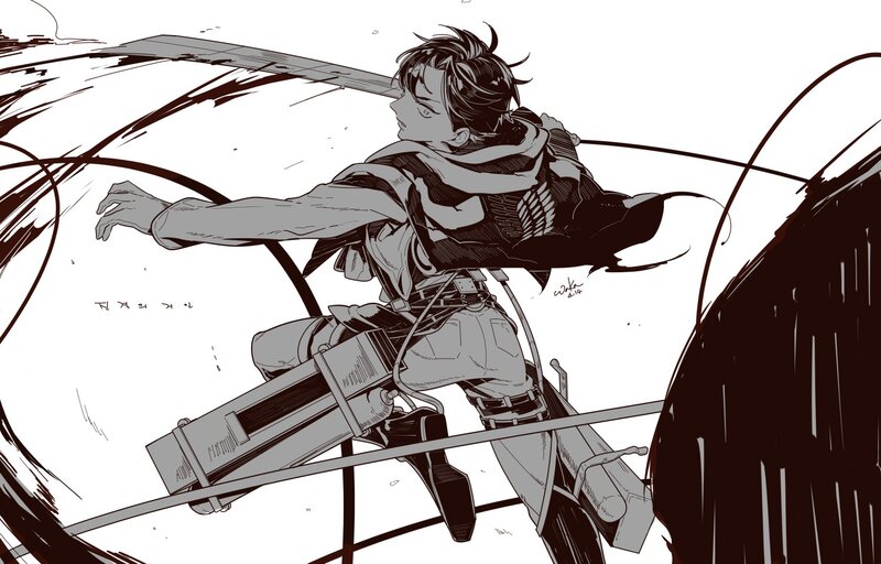 Attack on Titan character in action