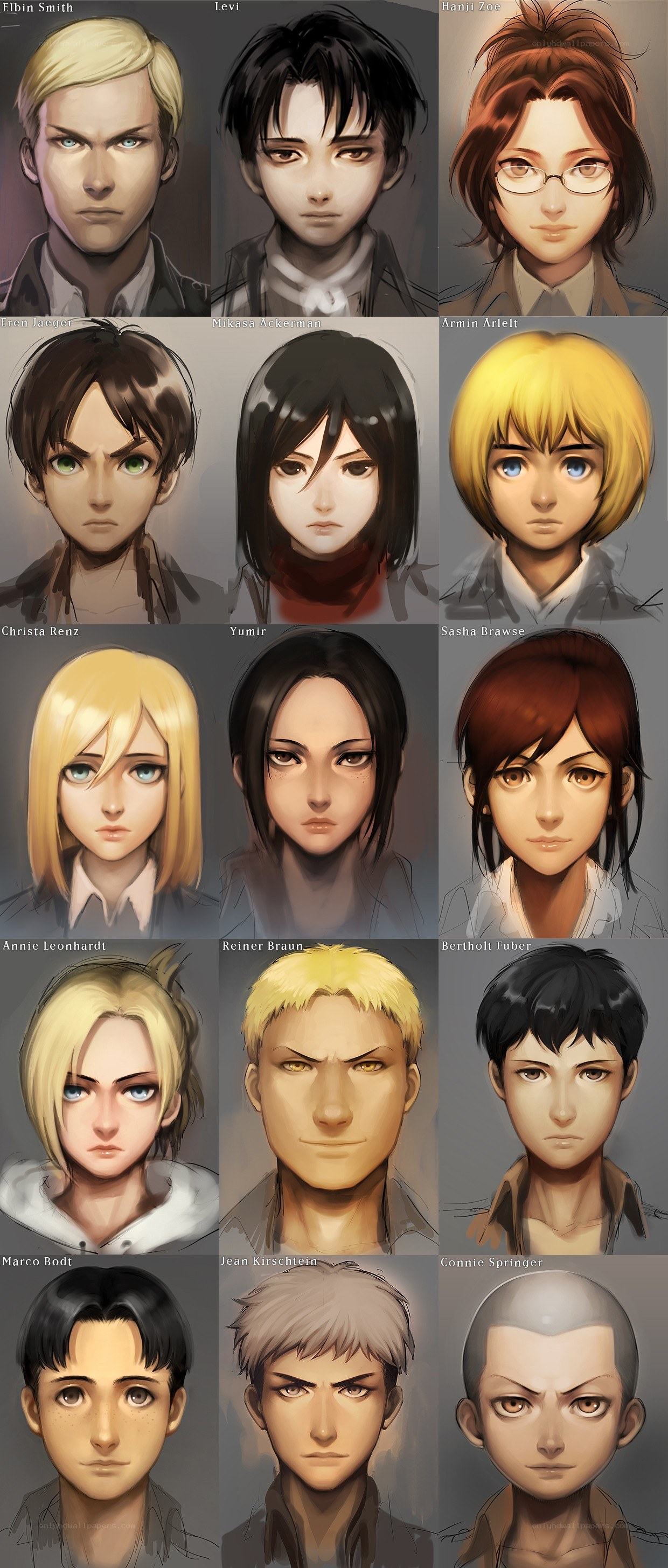 Attack on Titan character portraits