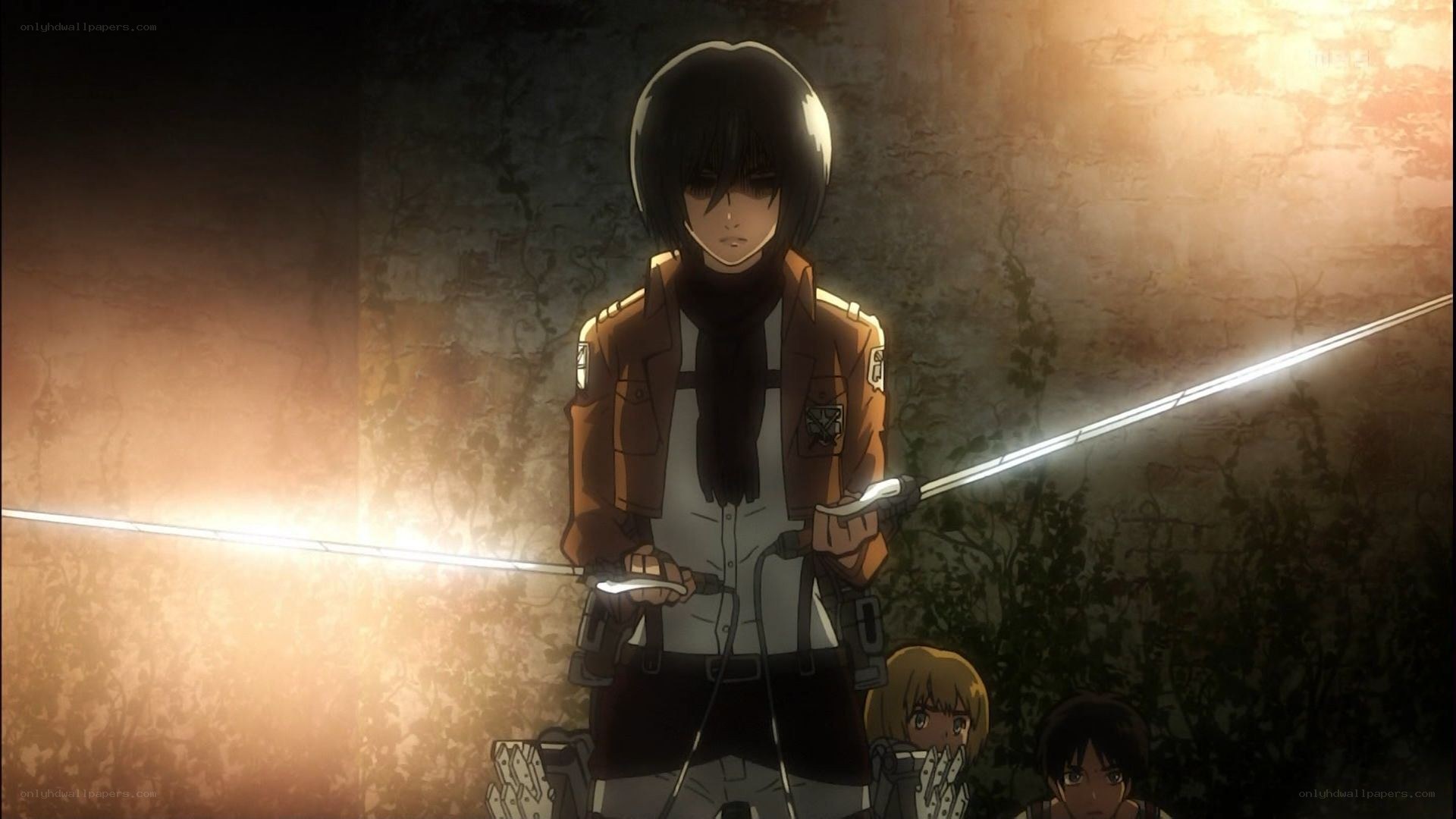 Attack on Titan character with blades