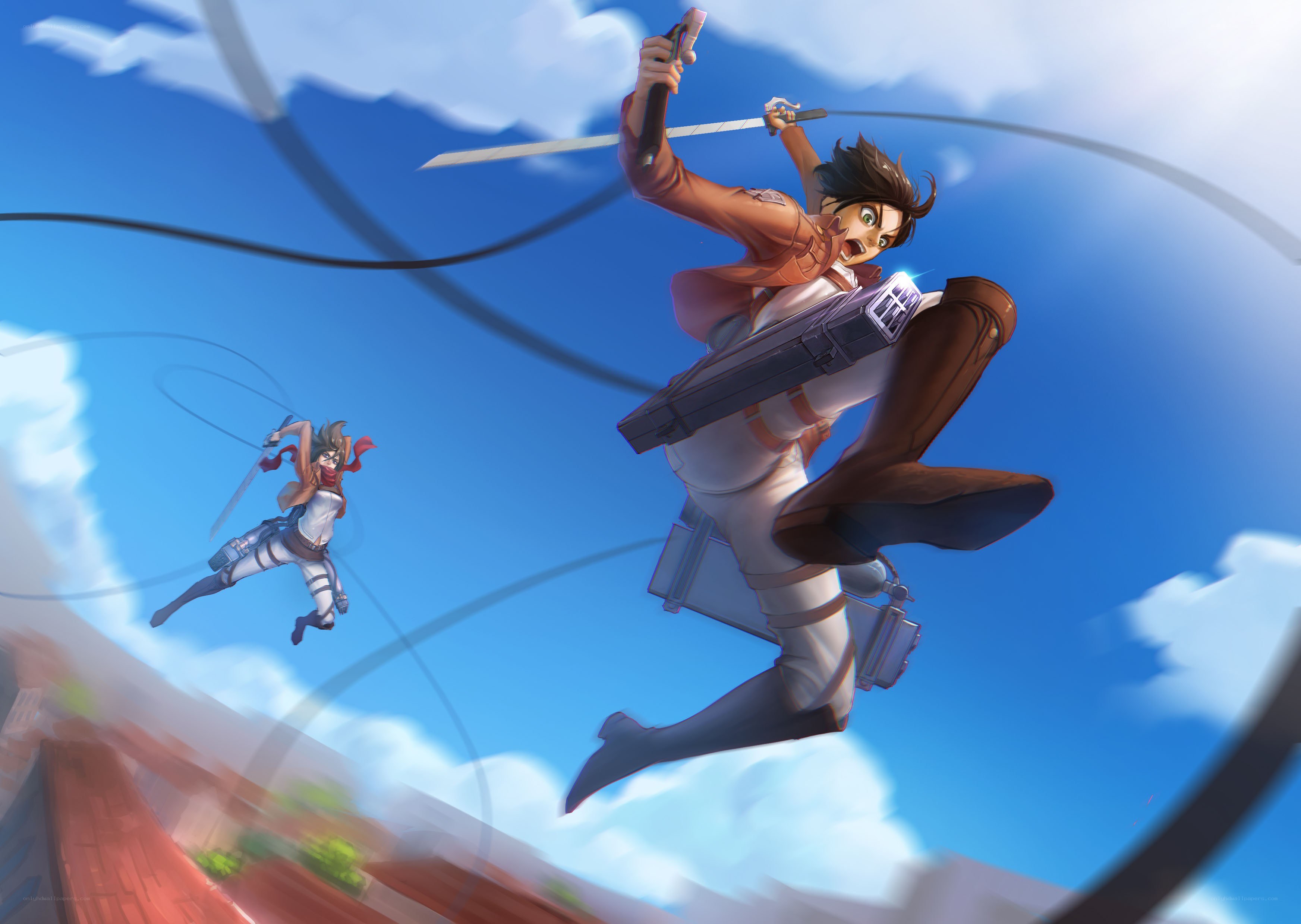 Attack on Titan characters in action