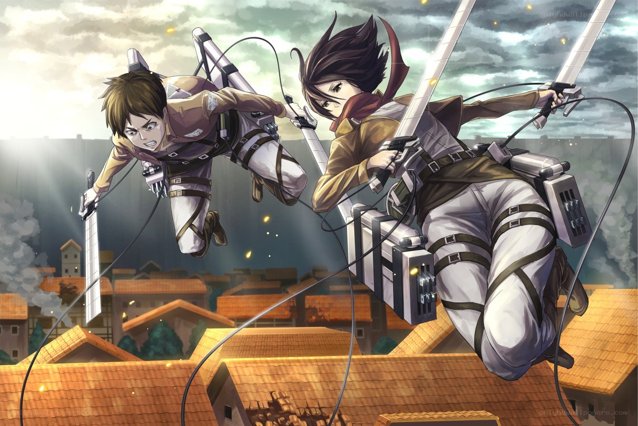 Attack on Titan characters in action