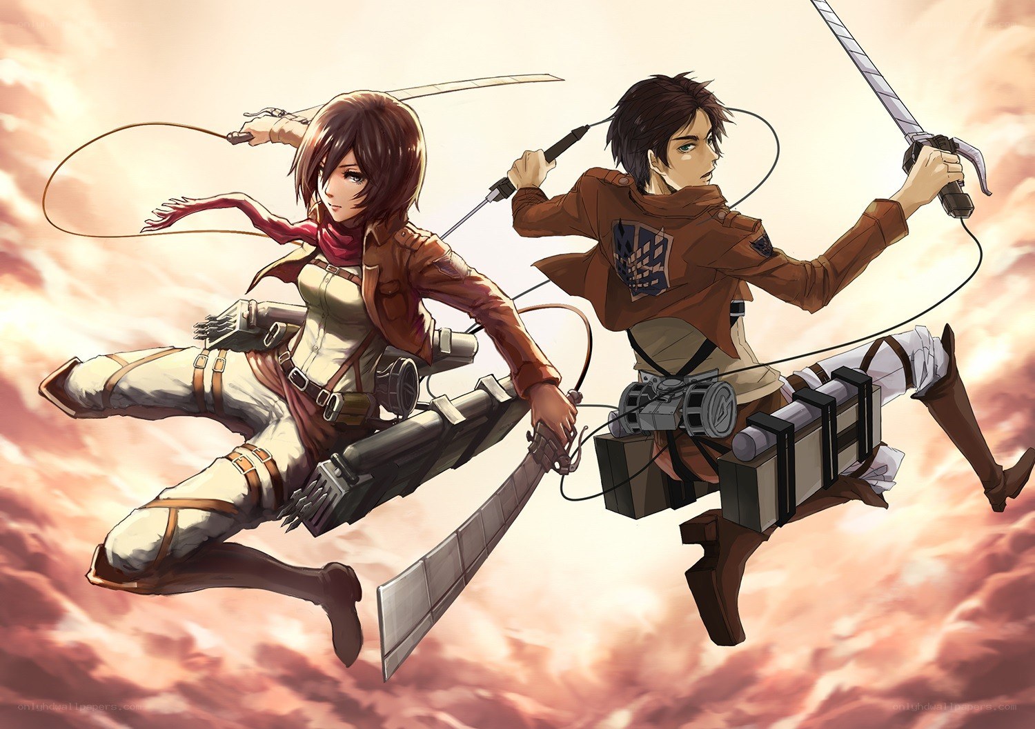 Attack on Titan characters in flight