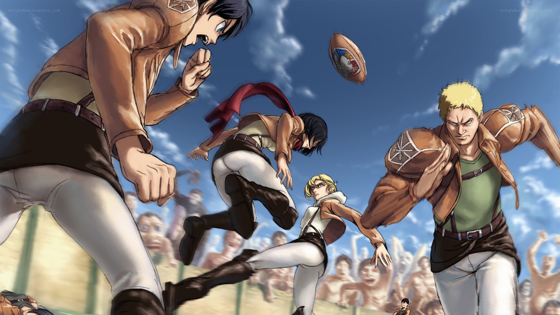 Attack on Titan characters playing ball