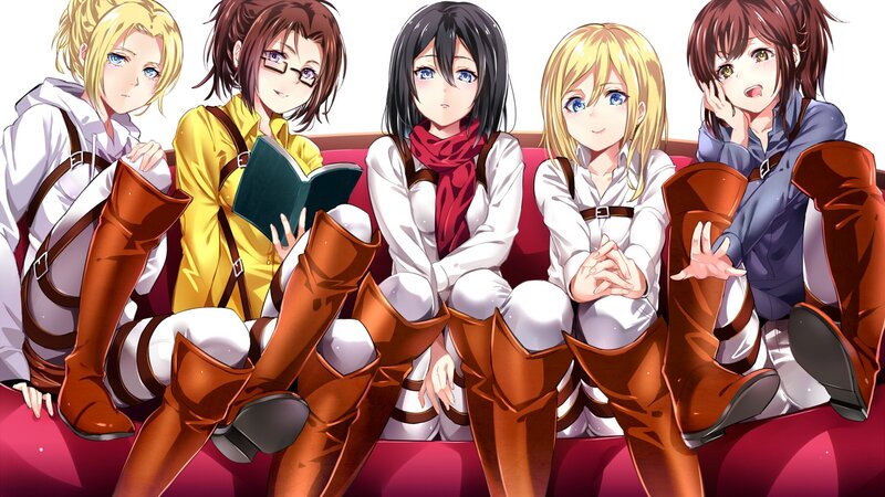 Attack on Titan characters sitting