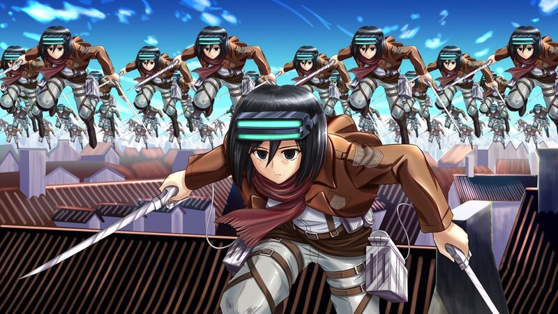Attack on Titan soldiers in action