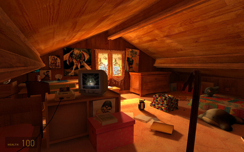 attic bedroom scene