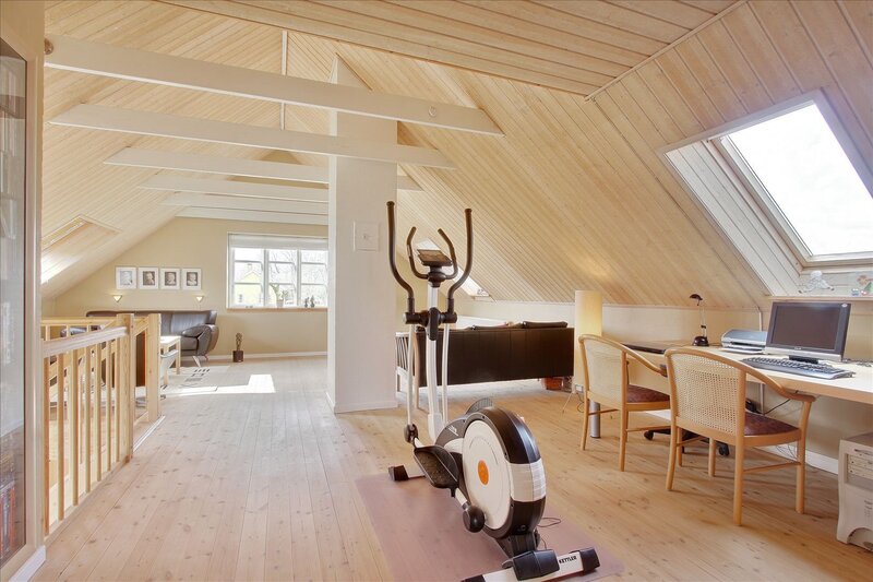 Attic home gym and office space