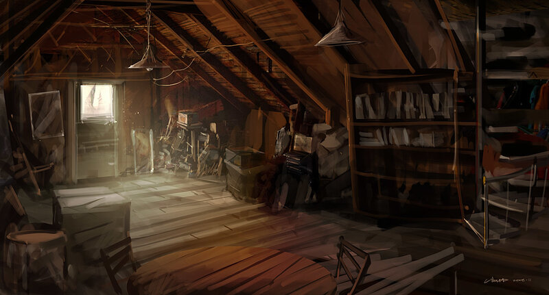 Attic Room with Clutter