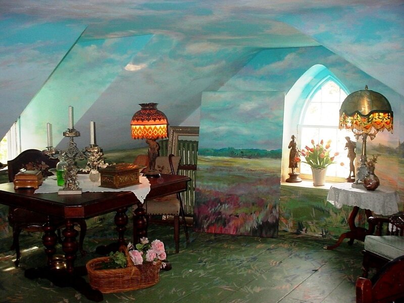 Attic Room with Painted Ceiling