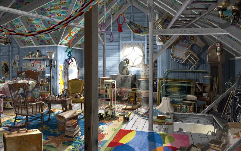 Attic Room with Toys — Blue, Chaotic