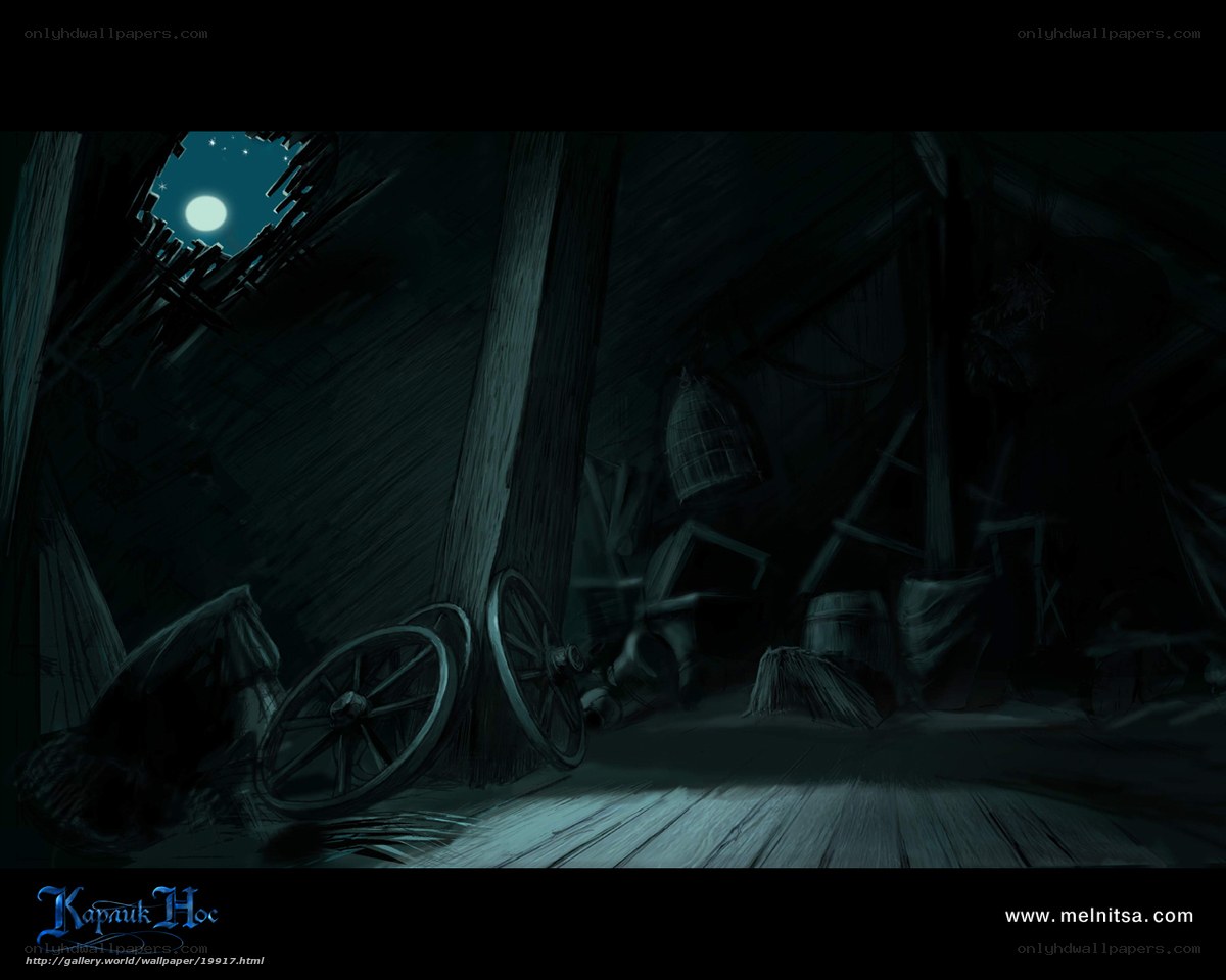attic with moonlight